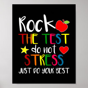 Póster Rock The Test Teacher Test Day Testing Day Funny