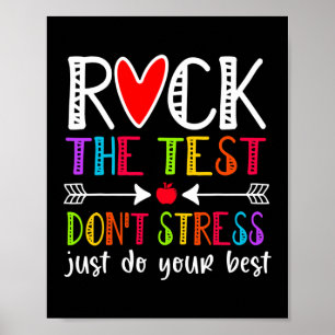 Póster Rock The Test Teacher Test Day Testing Day Funny