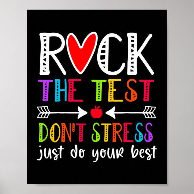 Póster Rock The Test Teacher Test Day Testing Day Funny (Frente)