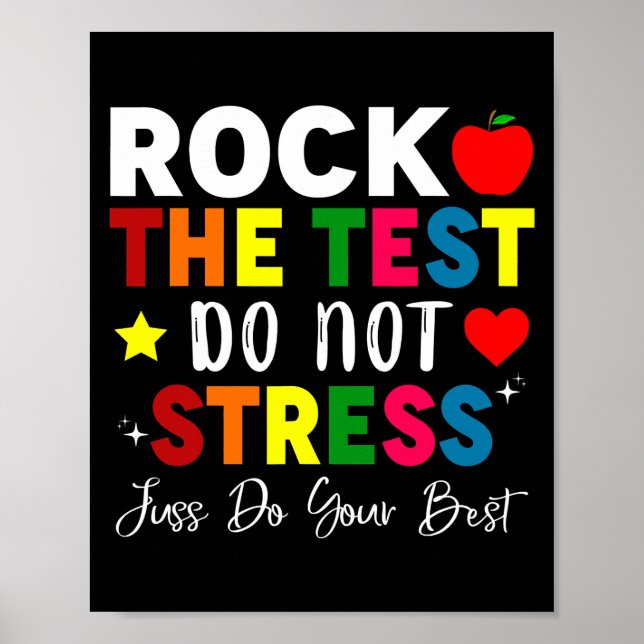 Póster Rock The Test Teacher Test Day Testing Day Funny (Frente)