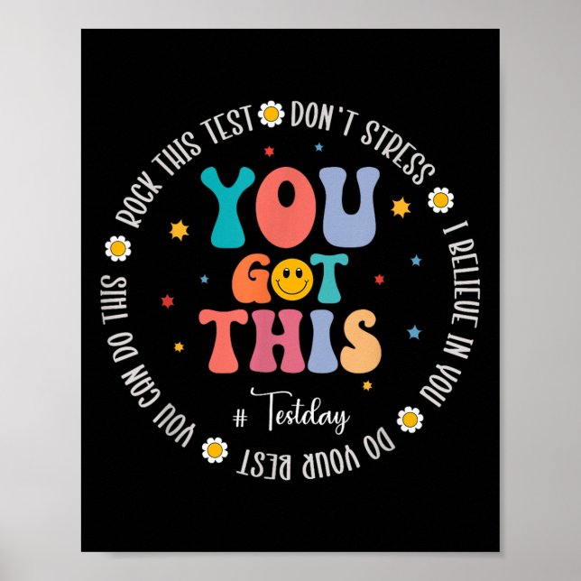 Póster Rock The Test Teacher Testing Day Motivational Tes (Frente)