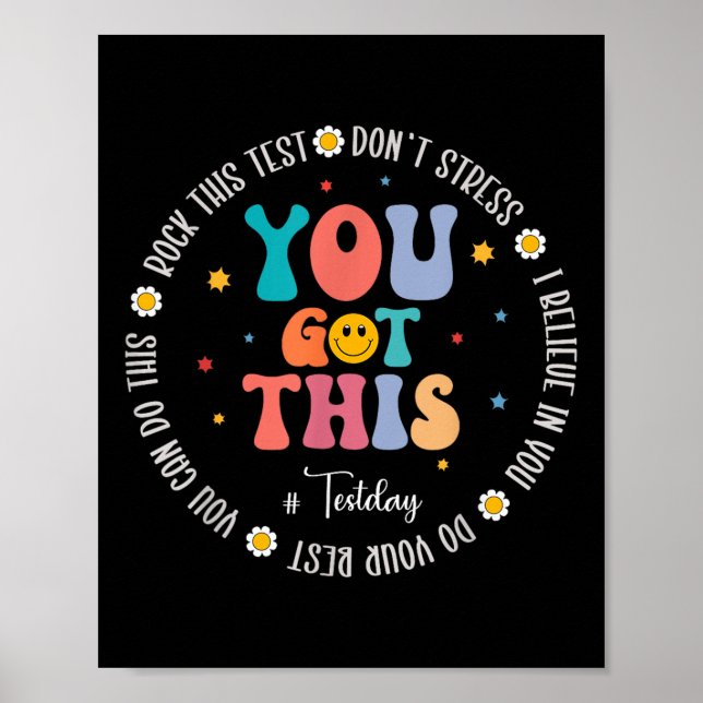 Póster Rock The Test Teacher Testing Day Motivational Tes (Frente)