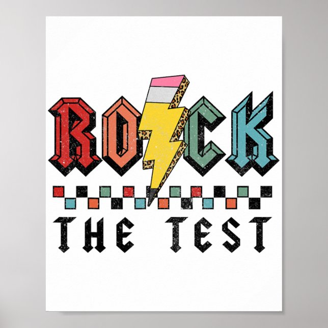 Póster Rock The Test Test Day Camisetas Para Profesores (Frente)