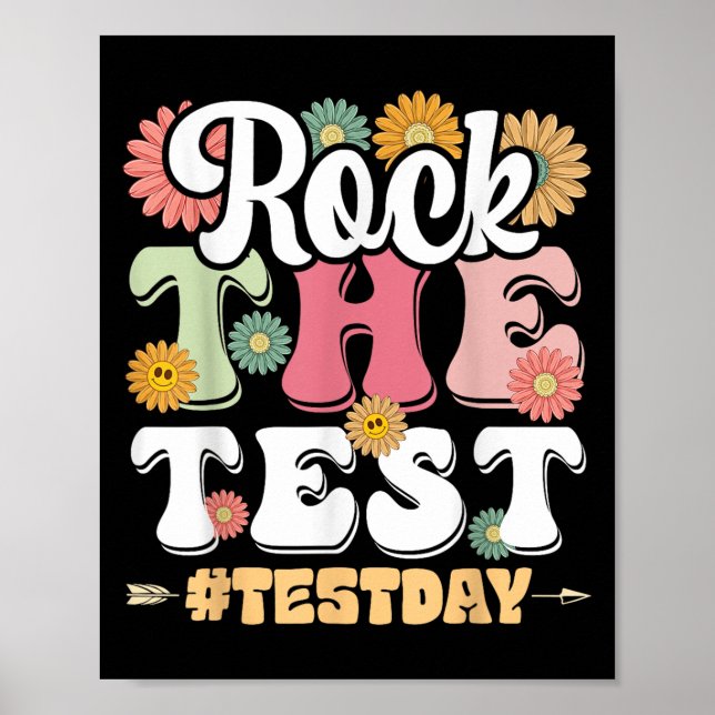 Póster Rock The Test Testing Day Groovy Motivational Teac (Frente)
