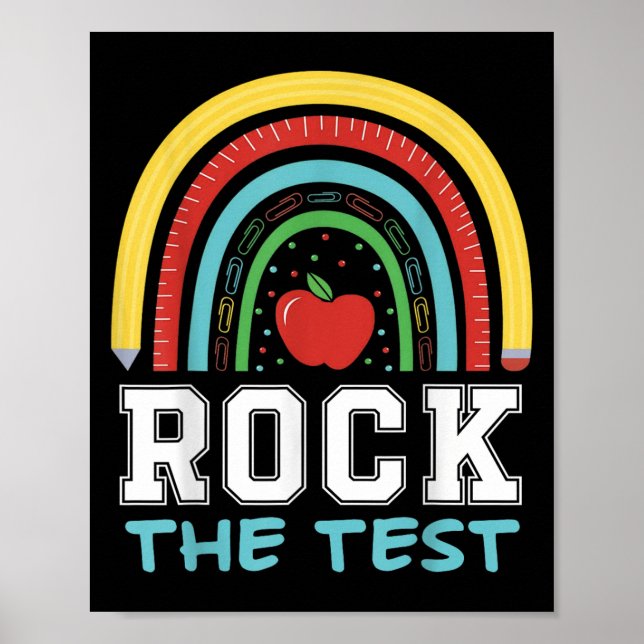 Póster Rock The Test Testing Day Retro Motivational Teach (Frente)