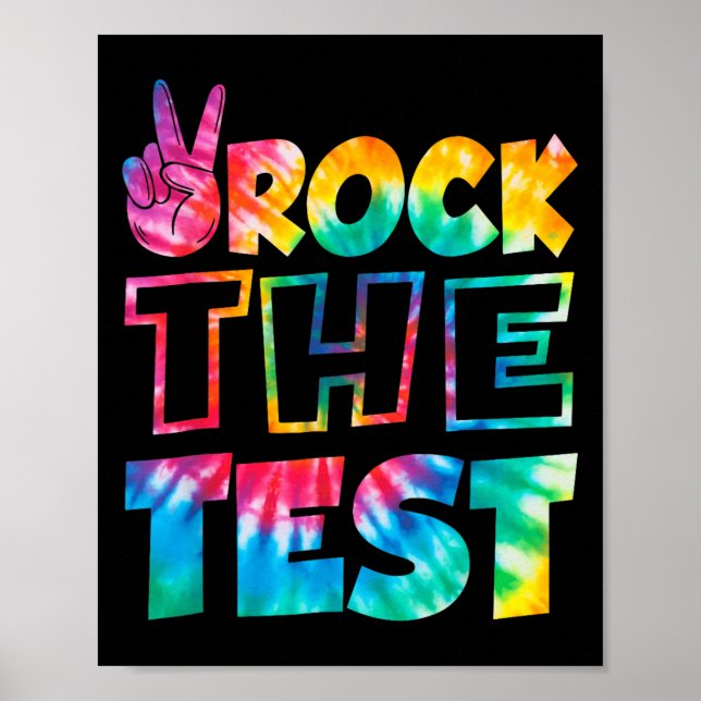 Póster Rock The Test Testing Day Retro Motivational Teach (Frente)
