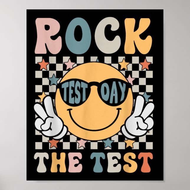 Póster Rock The Test Testing Day Retro Sonrisa Face Teach (Frente)