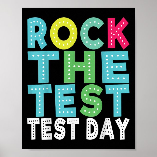 Póster Rock The Test Testing Day Staar Motivational Teach (Frente)