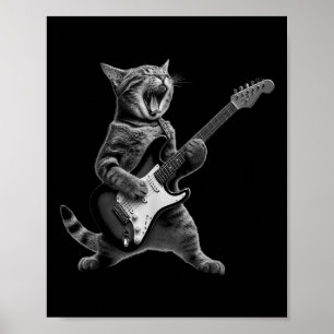 Póster Rock Y Rollo De Guitarra De Gato Para Hombres