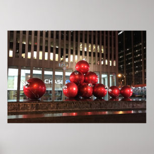 Póster Rockefeller Center New York NY Navidades rojos Bal