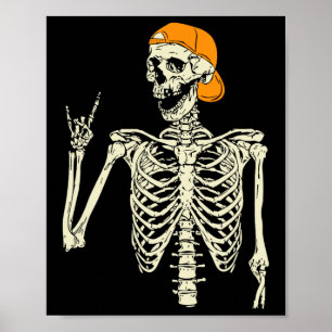 Póster Rocker Skeleton Cap Skater Guay Halloween Punk Roc