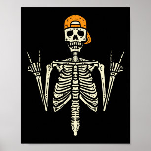 Póster Rocker Skeleton Cap Skater Guay Halloween Punk Roc