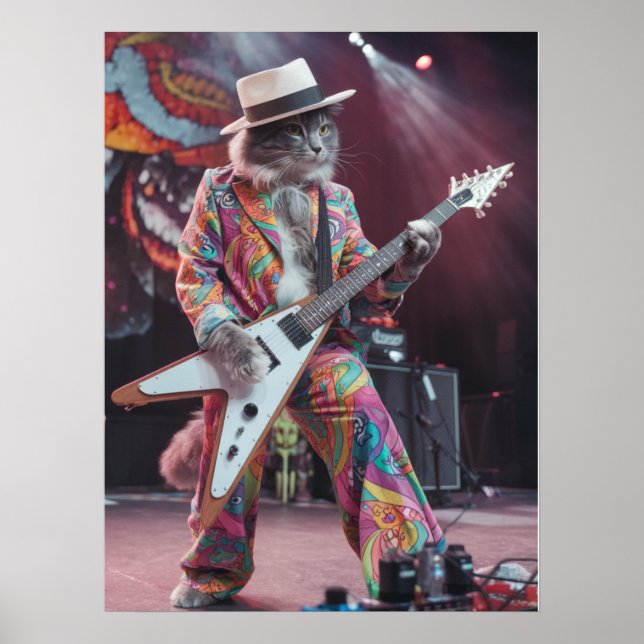 Póster Rockero Gray Tabby (Frente)