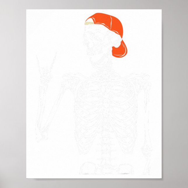 Póster Rockero Skeleton Hand Rock On Costume Fun Hallowee (Frente)