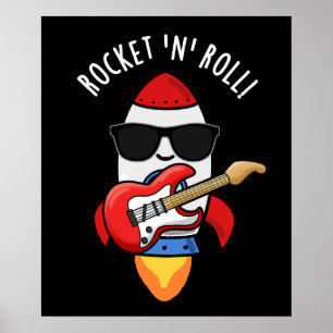 Póster Rocket And Rolly Funny Rocket Pun Dark BG