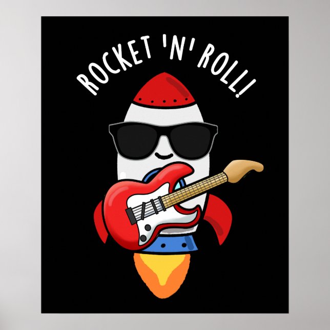 Póster Rocket And Rolly Funny Rocket Pun Dark BG (Frente)
