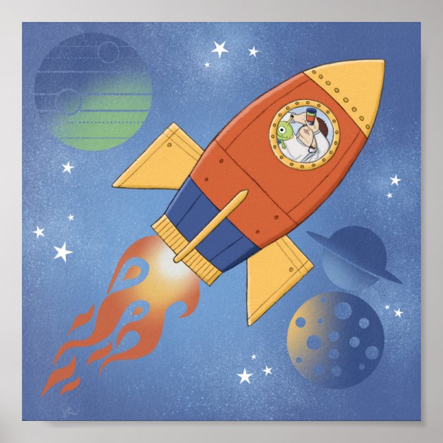 Póster Rocket Blast Off! Boys Room Poster (Frente)