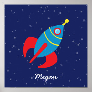 Póster Rocket Ship in Space
