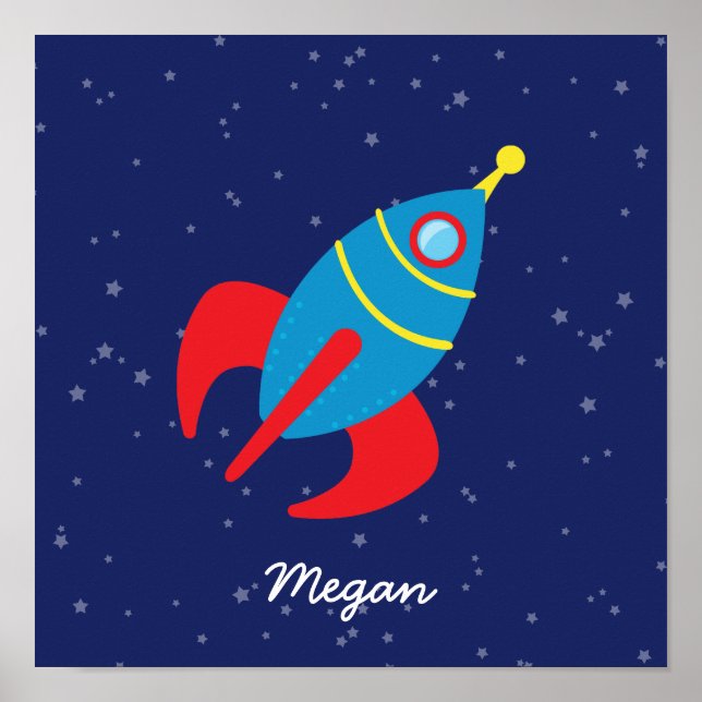 Póster Rocket Ship in Space (Frente)
