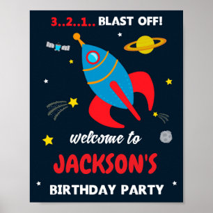 Póster Rocket welcome party sign Space welcome poster boy