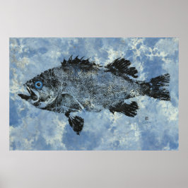 Póster Rockfish negro sobre azul - Poster de 36" x 24"