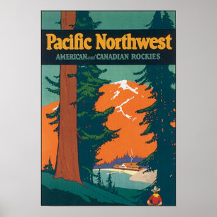 Póster Rockies del Pacífico Noroeste de América y Canadá