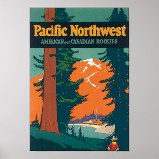 Póster Rockies del Pacífico Noroeste de América y Canadá
