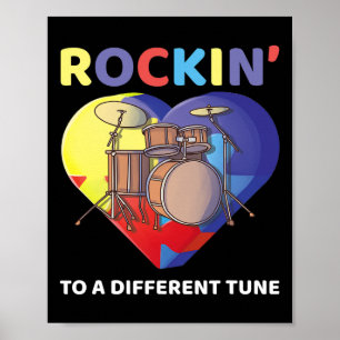 Póster Rockin' A Otro Tune Autism Awareness Drum