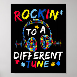 Póster Rockin' A Un Awaren De Autismo Autista De Tune Dif