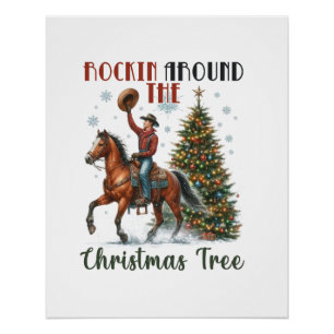 Póster Rockin de regalo navideño alrededor del árbol de N