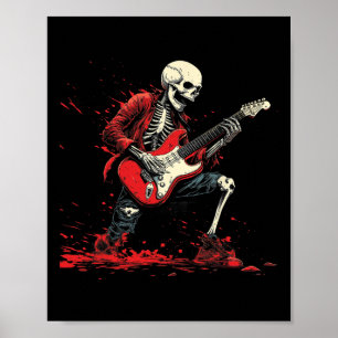 Póster Rockin' Skeleton- Guitarra eléctrica Punk Hallowee