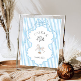 Póster Rocking Horse Blue Baby Shower Cards and Gifts