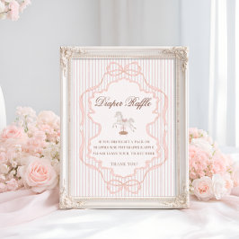 Póster Rocking Horse Pink Girl Baby Shower Diaper Raffle