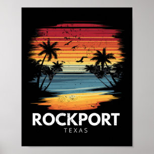 Póster Rockport Beach Texas Tabla de surf Surfing Vintage