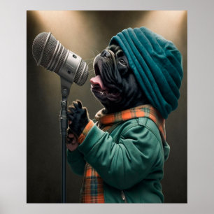 Póster Rockstar Pug Prepárate para ser encantado