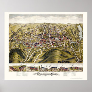 Póster Rockville, CT Panoramic Map - 1877