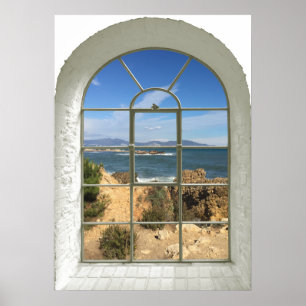 Póster Rocky Beach Faux Window