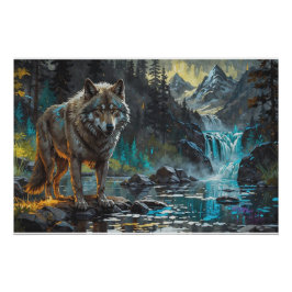 Póster Rocky Mountain Gray Wolf Art