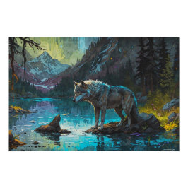 Póster Rocky Mountain Gray Wolf Art