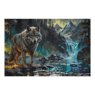 Póster Rocky Mountain Gray Wolf Art
