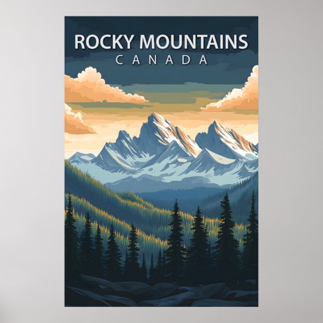 Póster Rocky Mountains Canada Travel Alberta & BC Peak (Frente)