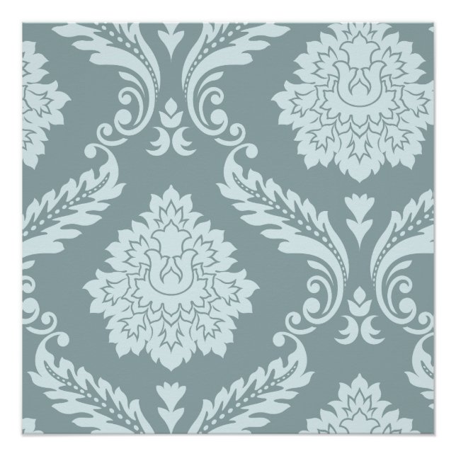 Póster Rococo Damask Art I Duck Egg Blue+Teal (Anverso)