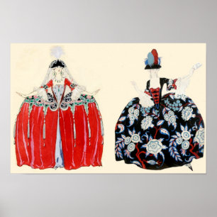 PÓSTER ROCOCÓ DISEÑADORA DE MODA Y BELLEZA PARA DAMA