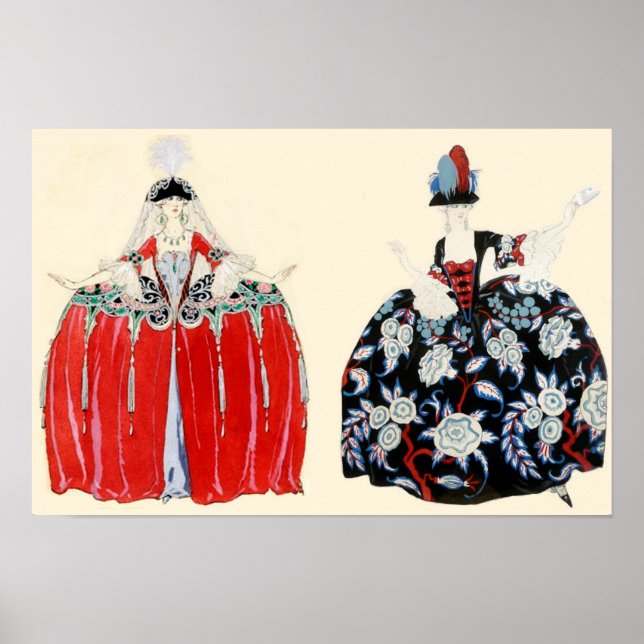 PÓSTER ROCOCÓ DISEÑADORA DE MODA Y BELLEZA PARA DAMA (Frente)