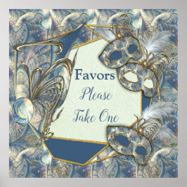 Póster Rococo rico con ayuda de oro y máscaras