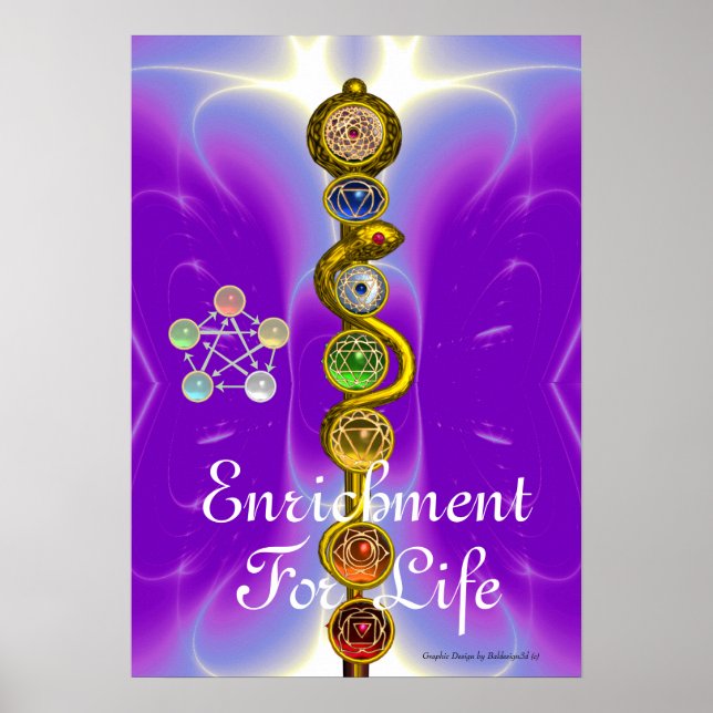 PÓSTER ROD DE ASCLEPIUS 7 CHAKRAS,YOGA ,ENERGÍA ESPIRITUA (Frente)