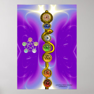 PÓSTER ROD DE ASCLEPIUS 7 CHAKRAS,YOGA ,ENERGÍA ESPIRITUA