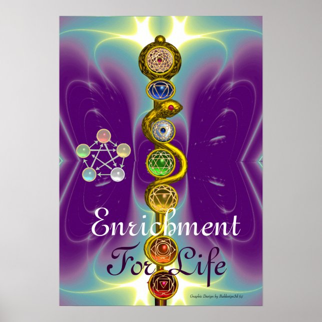 PÓSTER ROD DE ASCLEPIUS 7 CHAKRAS,YOGA ,ENERGÍA ESPIRITUA (Frente)