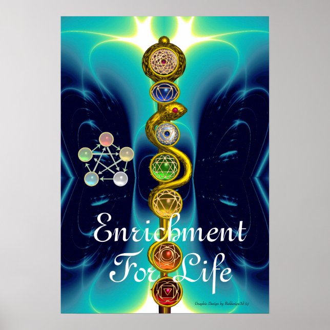 PÓSTER ROD DE ASCLEPIUS 7 CHAKRAS,YOGA ,ENERGÍA ESPIRITUA (Frente)