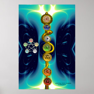 PÓSTER ROD DE ASCLEPIUS 7 CHAKRAS,YOGA ,ENERGÍA ESPIRITUA
